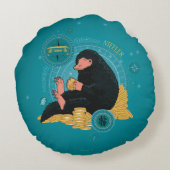 Cartoon NIFFLER™と金ゴールドコイン ラウンドクッション (裏面)