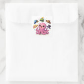 Cartoon octopus juggling hats Sticker スクエアシール (バッグ)
