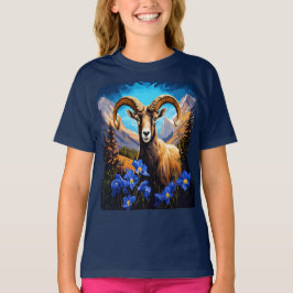 Cartoon Of A Colorado Bighorn Sheep Blue Columbine Tシャツ