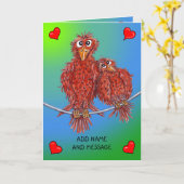 Cartoon of two birds カード (黄色い花)