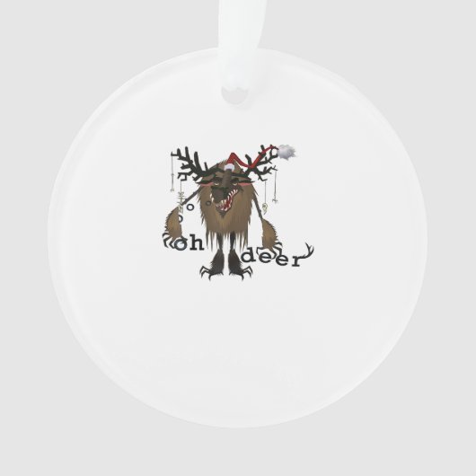 Cartoon Oh Deer Funny Reindeer HolAcrylic Ornament オーナメント (正面)