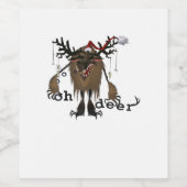 Cartoon Oh Deer Funny Reindeer Holiday Gamer Gift ワインラベル (シングルラベル)