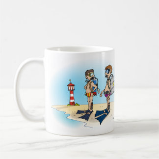 Cartoon; Op duikvakantie gaan. kaart コーヒーマグカップ