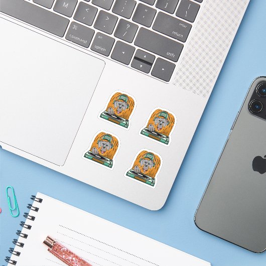 Cartoon Orangutan dj シール (ノートパソコンとiPhone)