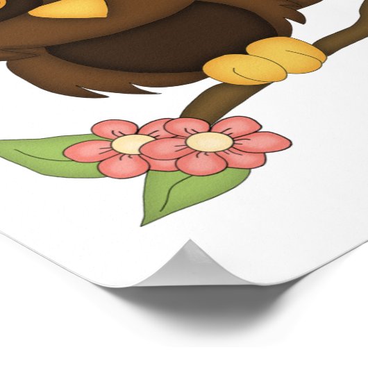 Cartoon Owl (brown) ポスター (角)