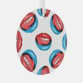 Cartoon Patch Badges:レトロ ポップ・アートの ガラスオーナメント (正面右)