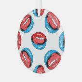 Cartoon Patch Badges:レトロ ポップ・アートの ガラスオーナメント (正面左)