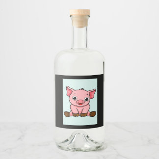 Cartoon Pig_Pig Lover リキュールボトルラベル