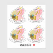Cartoon pink dragon with treasure and text sticker シール (シート)
