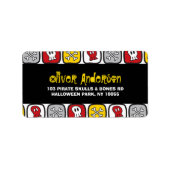 Cartoon PirateスカルとBones Halloween Address ラベル (正面)