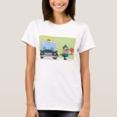 Cartoon Police Officer Stop Sign T-Shirt Tシャツ (正面)