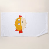 Cartoon Pufferfish Beach Towel ビーチタオル (正面)