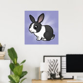 Cartoon Rabbit (uppy ear smooth hair) ポスター (ホームオフィス)