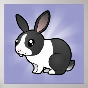 Cartoon Rabbit (uppy ear smooth hair) ポスター