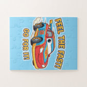 Cartoon Race Car: Feel the Fast! Go for It! ジグソーパズル (横)