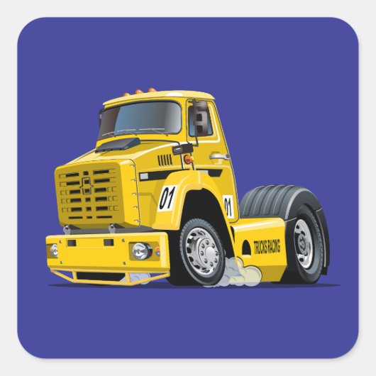 Cartoon Racing truck スクエアシール (正面)