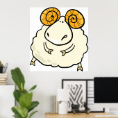 Cartoon Ram Sheep ポスター (ホームオフィス)