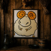 Cartoon Ram Sheep ポスター