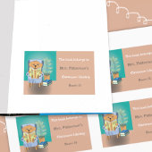 Cartoon Reading Dog Classroom Library Sticker 長方形シール