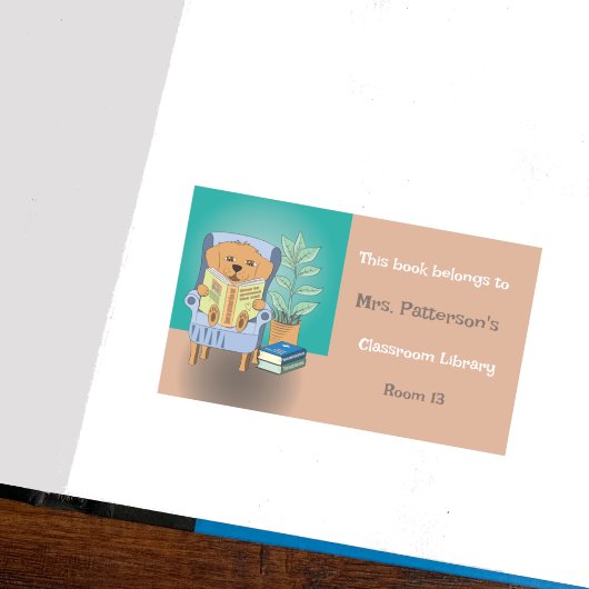 Cartoon Reading Dog Classroom Library Sticker 長方形シール