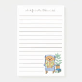 Cartoon Reading Dog Librarian Post-It Notes ポストイット (正面)