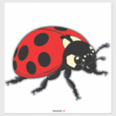 Cartoon Red Ladybug Cute Insect Character シール (シート)