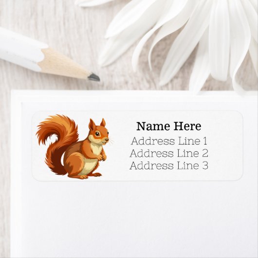 Cartoon Red Squirrel Return Address ラベル (インサイチュ)