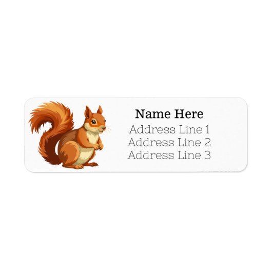 Cartoon Red Squirrel Return Address ラベル (正面)