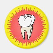 Cartoon Red White Extracted Molar Starburst マグネット (正面)