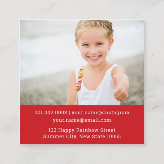 Cartoon Rhinoceros Kidプロフィール写真コールカード スクエア名刺 (裏面)