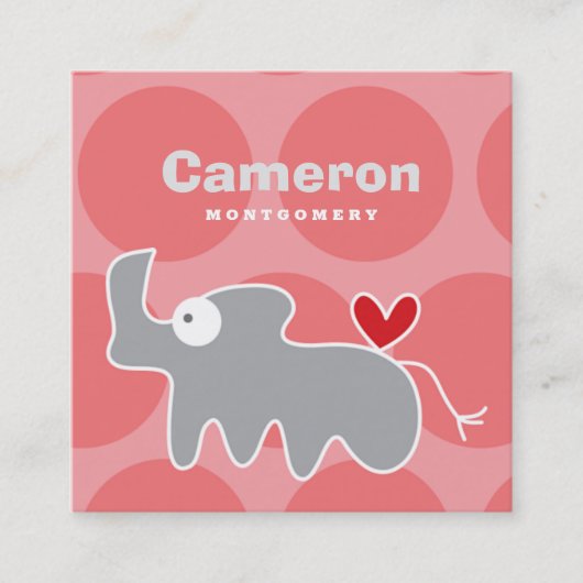 Cartoon Rhinoceros Kidプロフィール写真コールカード スクエア名刺 (正面)