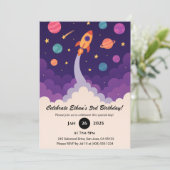 Cartoon Rocket & Colorful Galaxy Birthday  招待状 (スタンド正面)