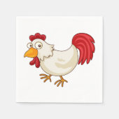 Cartoon Rooster White Chicken スタンダードカクテルナプキン (正面)