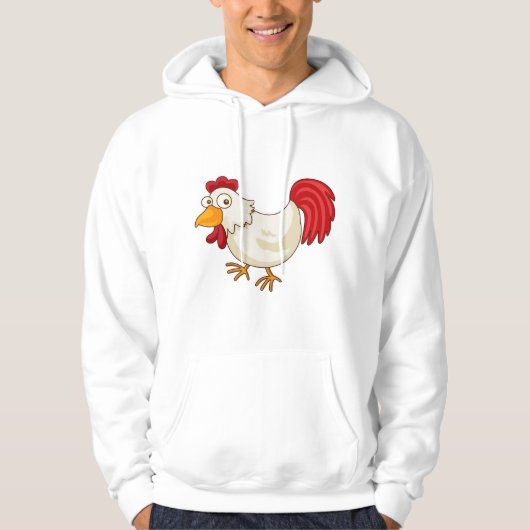 Cartoon Rooster White Chicken パーカ (正面)