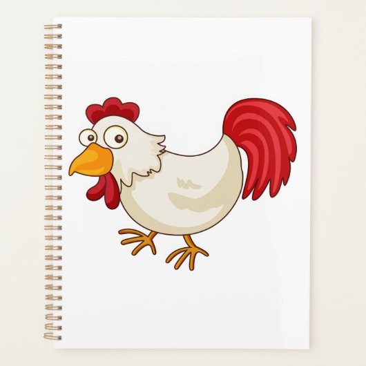 Cartoon Rooster White Chicken プランナー手帳 (正面)