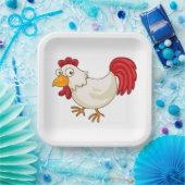 Cartoon Rooster White Chicken ペーパープレート (パーティー)