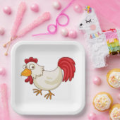 Cartoon Rooster White Chicken ペーパープレート (パーティー)