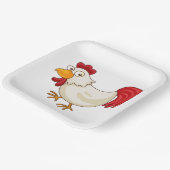Cartoon Rooster White Chicken ペーパープレート (傾斜あり)