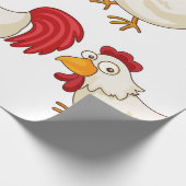Cartoon Rooster White Chicken ラッピングペーパー (角)