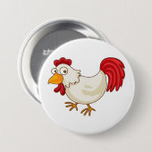 Cartoon Rooster White Chicken 缶バッジ (正面&裏面)
