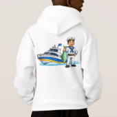 Cartoon Sailor with Yacht and Fish Nautical Art (裏面)