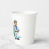 Cartoon Sailor with Yacht and Fish Nautical Art 紙コップ (左)