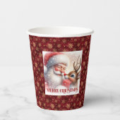 Cartoon Santa Claus Red Nose Rudolph Christmas Cup 紙コップ (裏面)