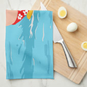 Cartoon Santa Claus water skiing キッチンタオル (四つ折り)