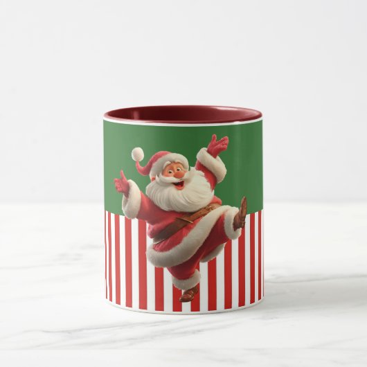 Cartoon Santa Dancing Joyfully マグカップ (中央)