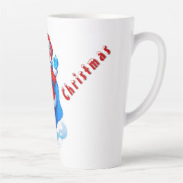 Cartoon Santa Girl in Red Coat with Cape and Boots カフェラテマグ