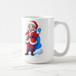 Cartoon Santa Girl in Red Coat with Cape and Boots コーヒーマグカップ