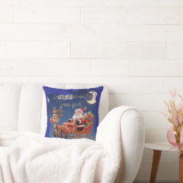 Cartoon Santa Sleigh Winter Throw Pillow クッション