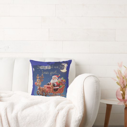Cartoon Santa Sleigh Winter Throw Pillow クッション (ソファ)