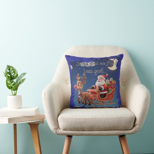 Cartoon Santa Sleigh Winter Throw Pillow クッション (椅子)